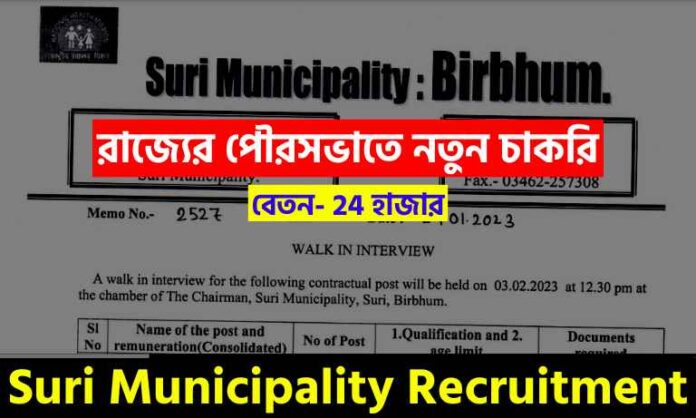 Suri Municipality PTMO Recruitment